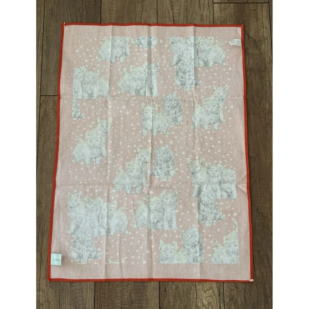 PAUL & JOE Orange Cat Kitten Polka Dot Cotton Kitchen Tea Towel 20x27 NWOT